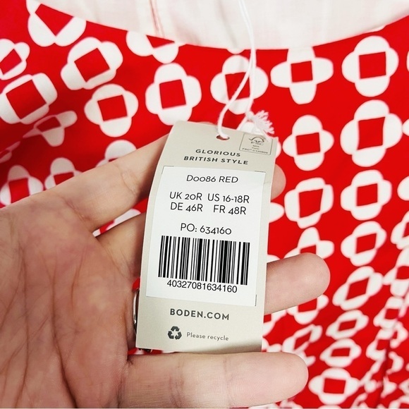 BODEN Coral Mosaic Sleeveless Smocked Waist Mini Dress - SIZE 16/18R - NWT - Picture 12 of 13